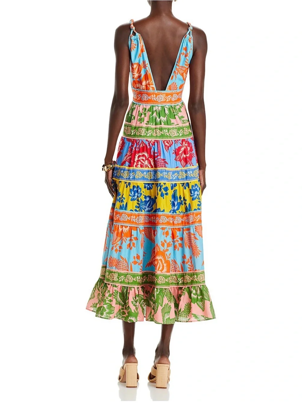 FARM Rio Multicolor Floral V-Neck Tiered Maxi Dress - Picture 3 of 8